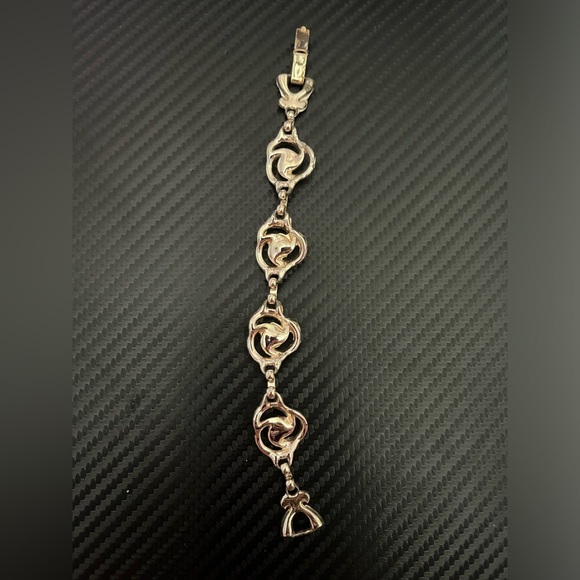 Vintage, Gold Tone, Fold Over Clasp Rhinestone Bracelet 6 3/4” - Picture 4 of 4